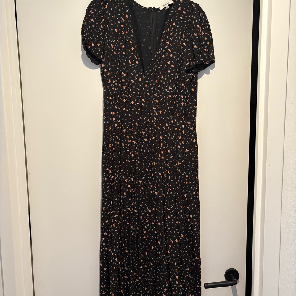 Madewell Black and Pink Floral Maxi Dress
